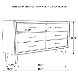 CoasterEveryday Ramon 6-Drawer Dresser Metallic Sterling