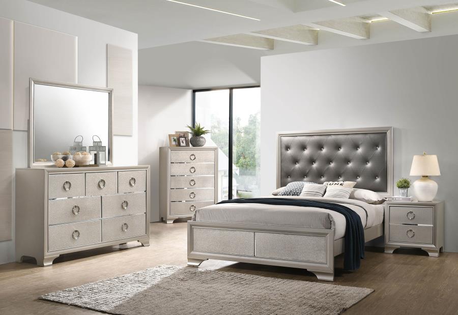 CoasterEveryday Salford Panel Bed Metallic Sterling And Charcoal Grey