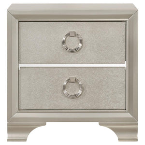 CoasterEveryday Salford 2-Drawer Nightstand Metallic Sterling