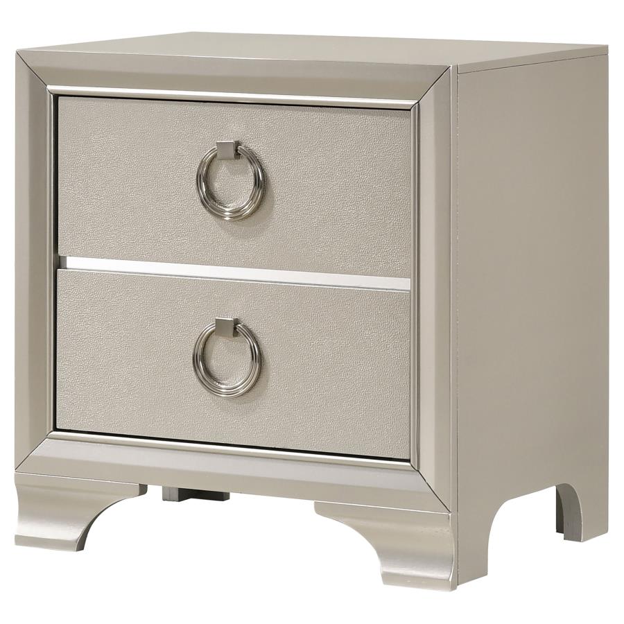 CoasterEveryday Salford 2-Drawer Nightstand Metallic Sterling