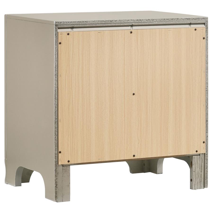 CoasterEveryday Salford 2-Drawer Nightstand Metallic Sterling