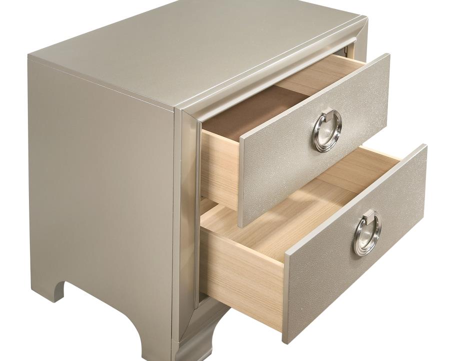 CoasterEveryday Salford 2-Drawer Nightstand Metallic Sterling