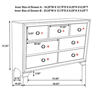 CoasterEveryday Salford 7-Drawer Dresser Metallic Sterling