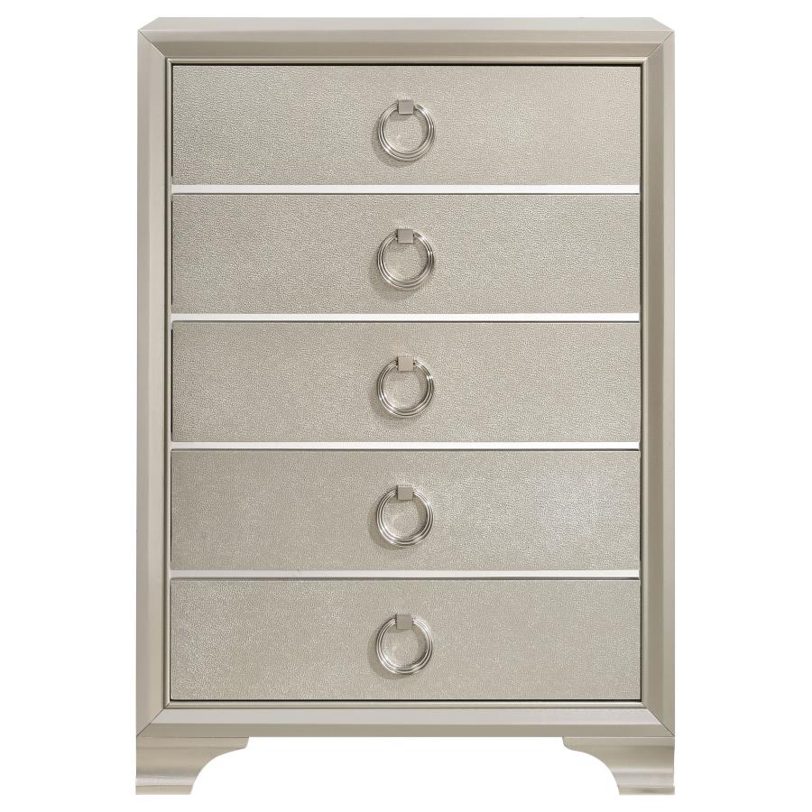 CoasterEveryday Salford 5-Drawer Chest Metallic Sterling