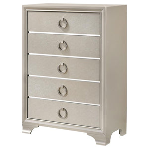 CoasterEveryday Salford 5-Drawer Chest Metallic Sterling