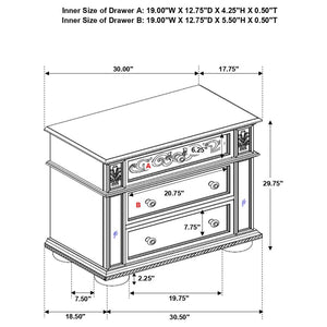 CoasterEssence Heidi 3-Drawer Nightstand Metallic Platinum