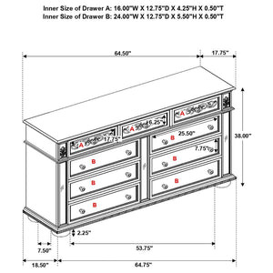 CoasterEssence Heidi 9-Drawer Dresser Metallic Platinum