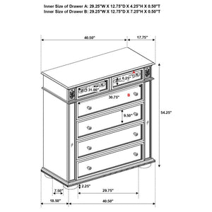 CoasterEssence Heidi 5-Drawer Chest Metallic Platinum