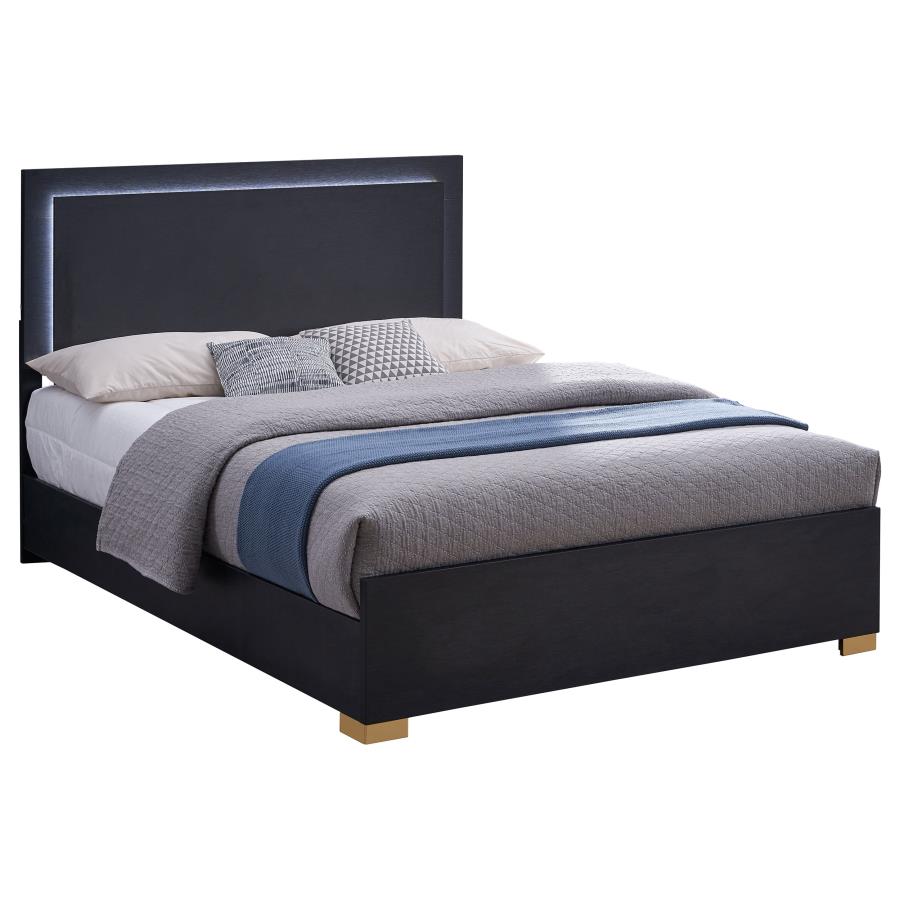 Marceline Bed With LED Headboard Black