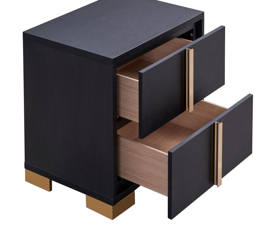 Marceline 2-Drawer Nightstand Black