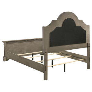 Manchester Bed With Upholstered Arched Headboard Beige And Wheat