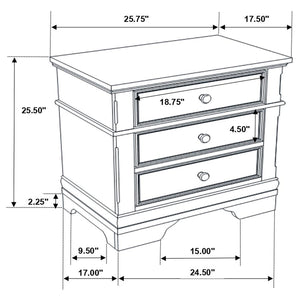 CoasterEveryday Manchester 3-Drawer Nightstand Wheat