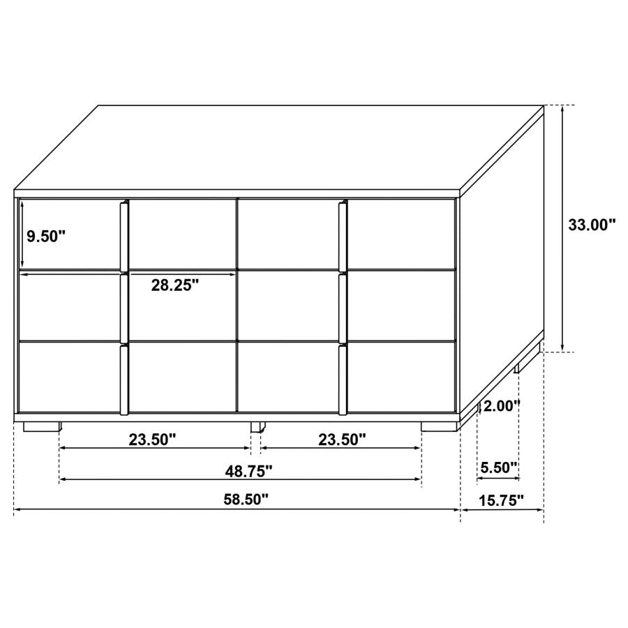 Marceline 6-Drawer Dresser White