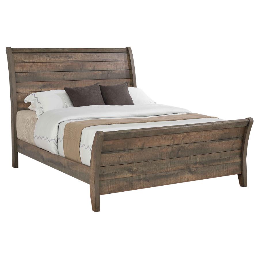 CoasterEveryday Frederick Sleigh Panel Bed Weathered Oak