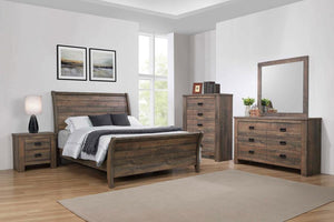 CoasterEveryday Frederick Sleigh Panel Bed Weathered Oak