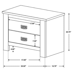 CoasterEveryday Frederick 2-Drawer Nightstand Weathered Oak