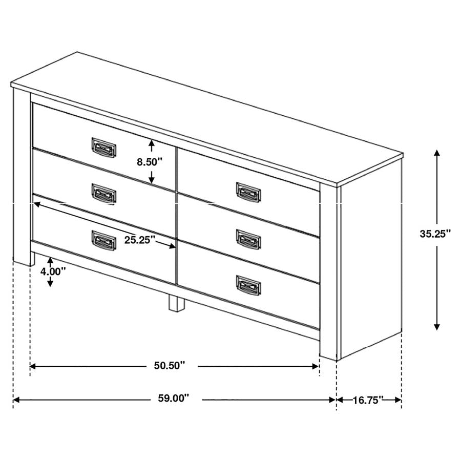 CoasterEveryday Frederick 6-Drawer Dresser Weathered Oak