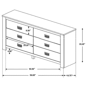 CoasterEveryday Frederick 6-Drawer Dresser Weathered Oak