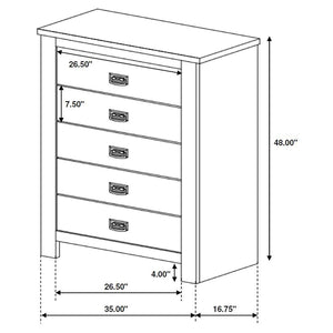 CoasterEveryday Frederick 5-Drawer Chest Weathered Oak