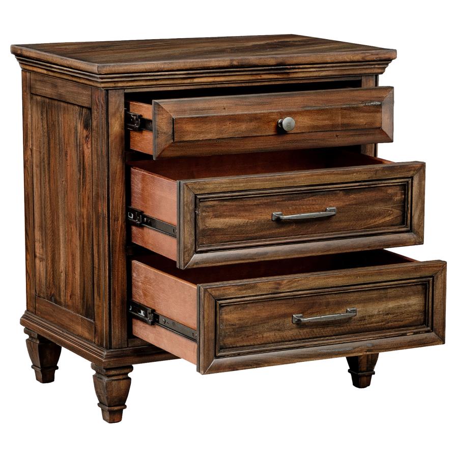 CoasterElevations Avenue 3-Drawer Nightstand Weathered Burnished Brown