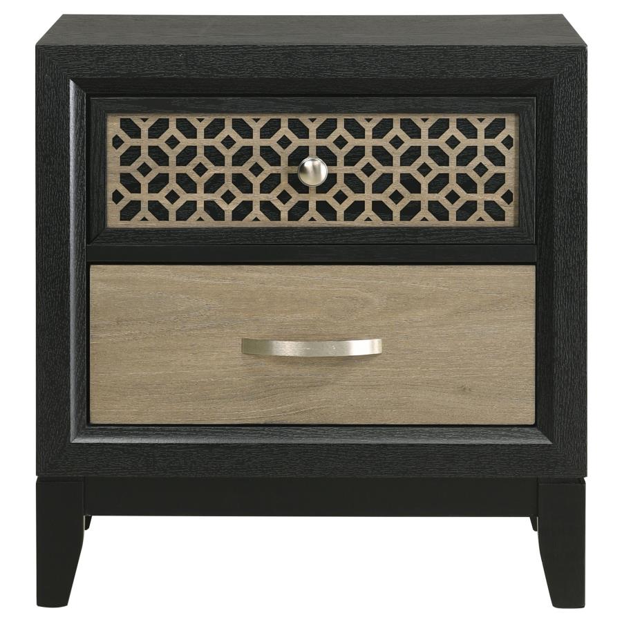 Valencia 2-Drawer Nightstand Light Brown And Black