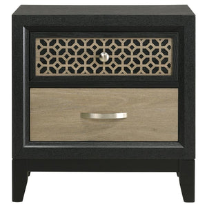 Valencia 2-Drawer Nightstand Light Brown And Black