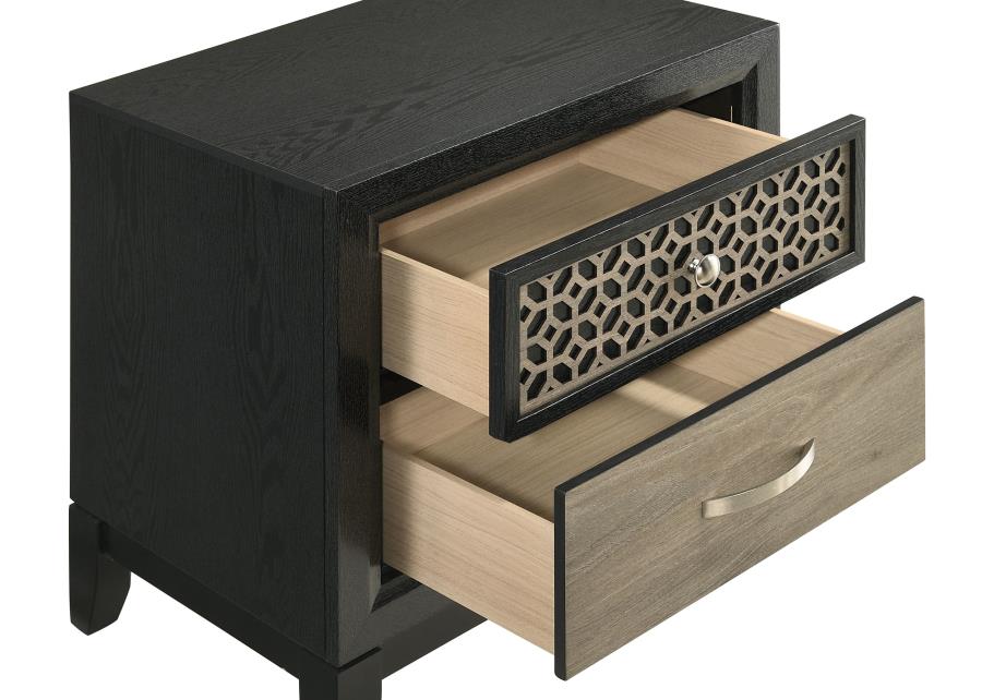 Valencia 2-Drawer Nightstand Light Brown And Black