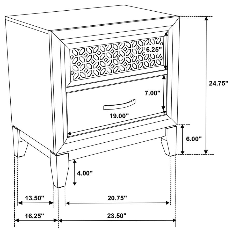 Valencia 2-Drawer Nightstand Light Brown And Black