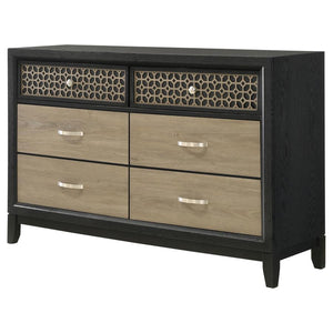 Valencia 6-Drawer Dresser Light Brown And Black