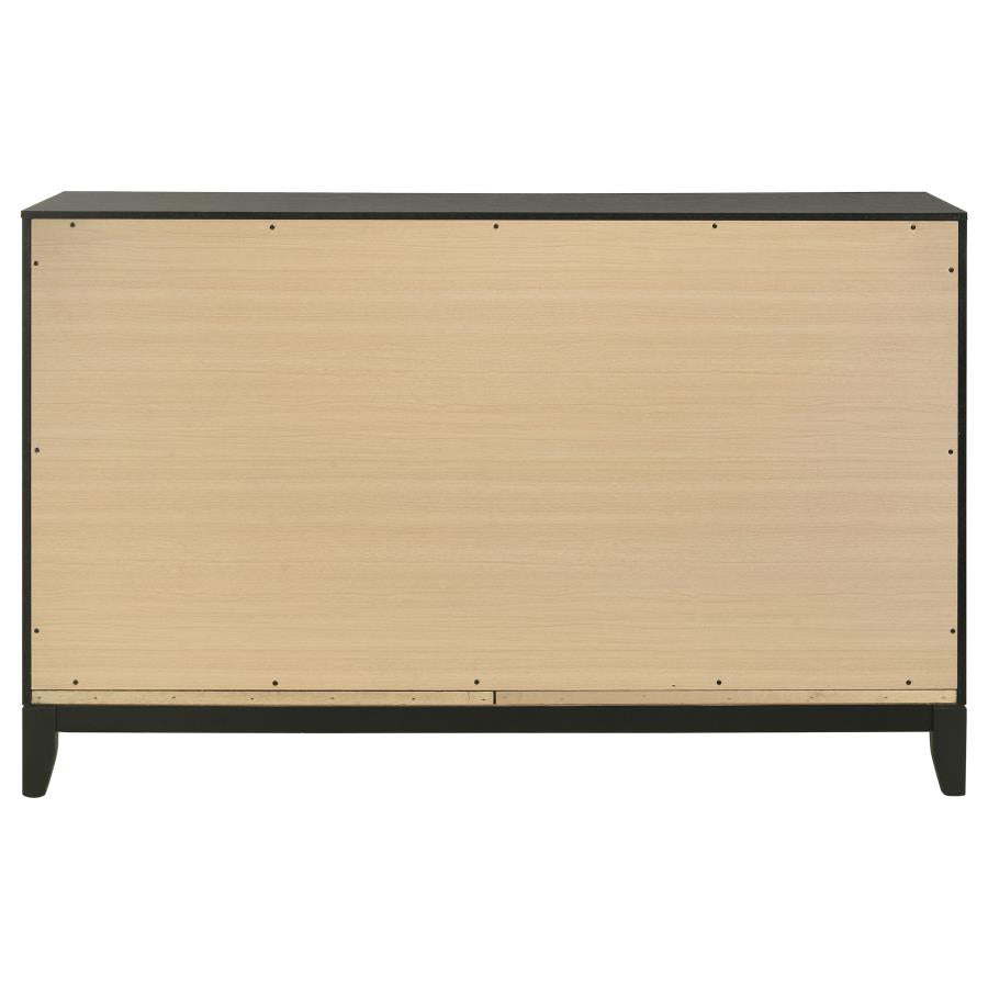 Valencia 6-Drawer Dresser Light Brown And Black