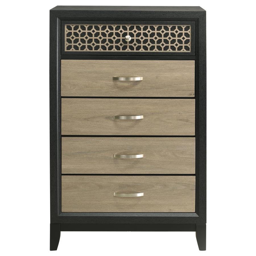 Valencia 5-Drawer Chest Light Brown And Black