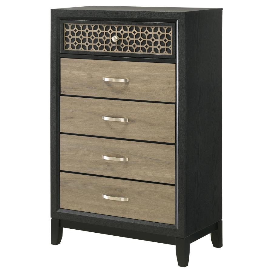 Valencia 5-Drawer Chest Light Brown And Black