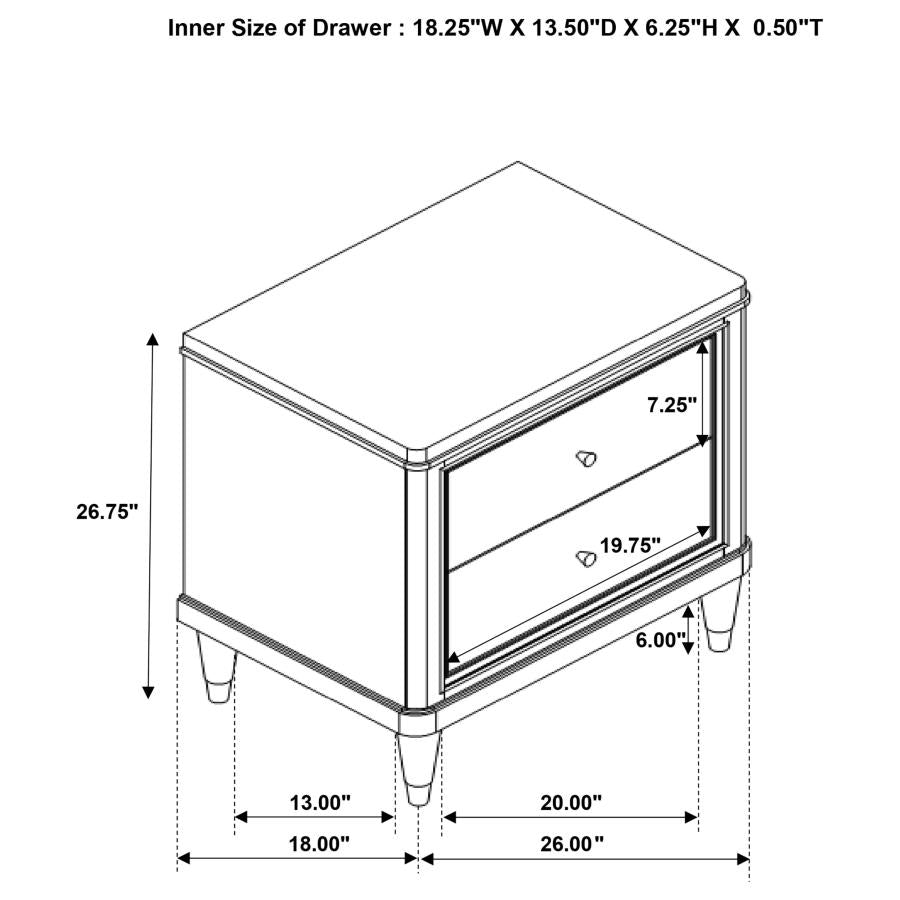 Emberlyn 2-Drawer Nightstand Bedside Table Brown