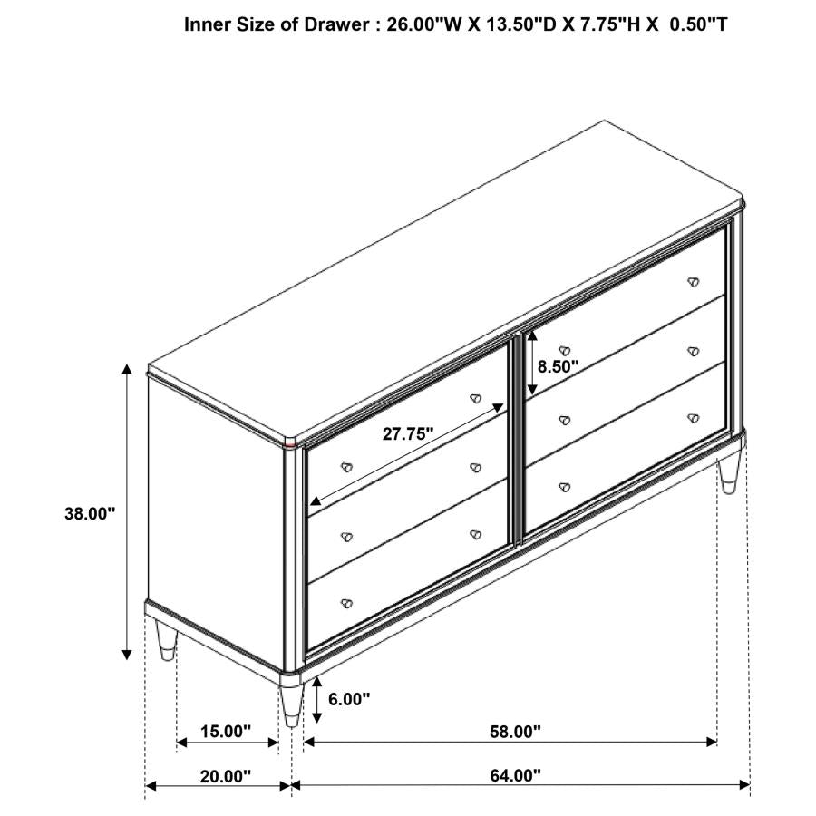 Emberlyn 6-Drawer Bedroom Dresser Brown