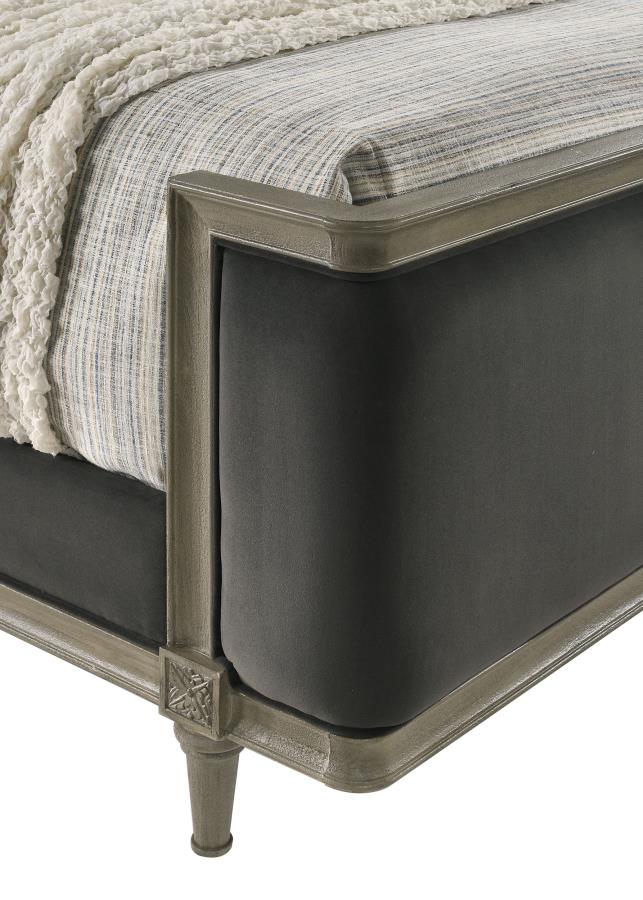 CoasterElevations Alderwood Upholstered Panel Bed Charcoal Grey