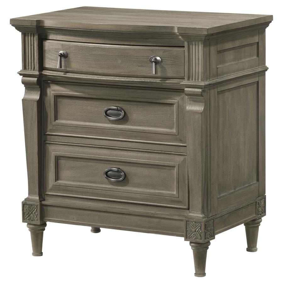 CoasterElevations Alderwood 3-Drawer Nightstand French Grey