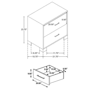 CoasterEveryday Sidney 2-Drawer Nightstand Rustic Pine