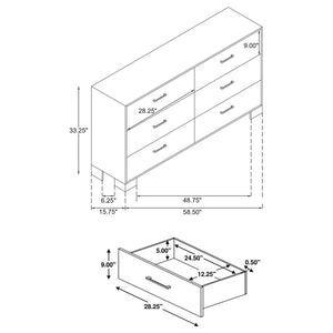 CoasterEveryday Sidney 6-Drawer Dresser Rustic Pine