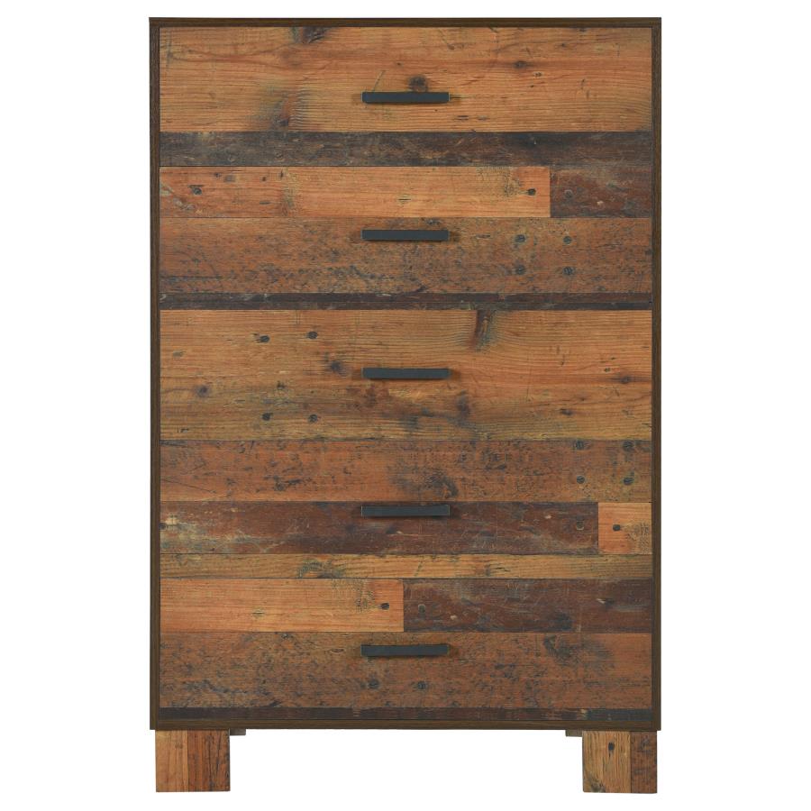 CoasterEveryday Sidney 5-Drawer Chest Rustic Pine