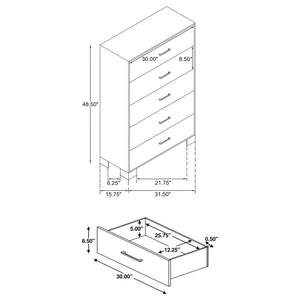 CoasterEveryday Sidney 5-Drawer Chest Rustic Pine