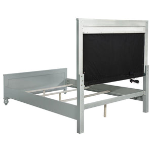 CoasterEssence Gunnison Panel Bed With LED Lighting Silver Metallic