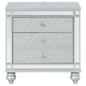 CoasterEssence Gunnison 2-Drawer Nightstand Silver Metallic