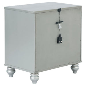 CoasterEssence Gunnison 2-Drawer Nightstand Silver Metallic