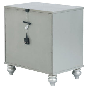 CoasterEssence Gunnison 2-Drawer Nightstand Silver Metallic