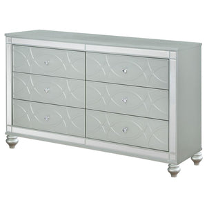 CoasterEssence Gunnison 6-Drawer Dresser Silver Metallic