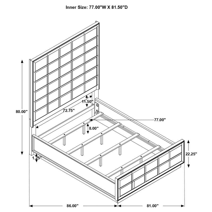 Coaster Elevations Durango Upholstered Bed Smoked Peppercorn And Grey