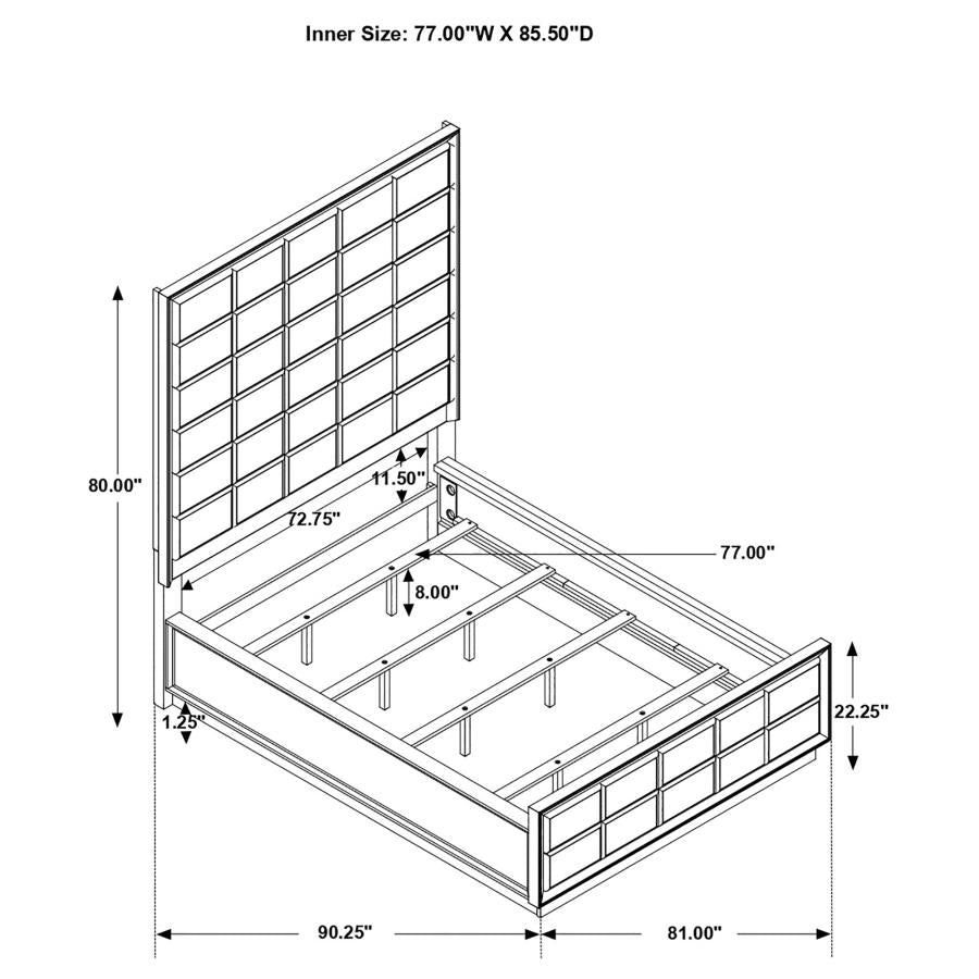 Coaster Elevations Durango Upholstered Bed Smoked Peppercorn And Grey