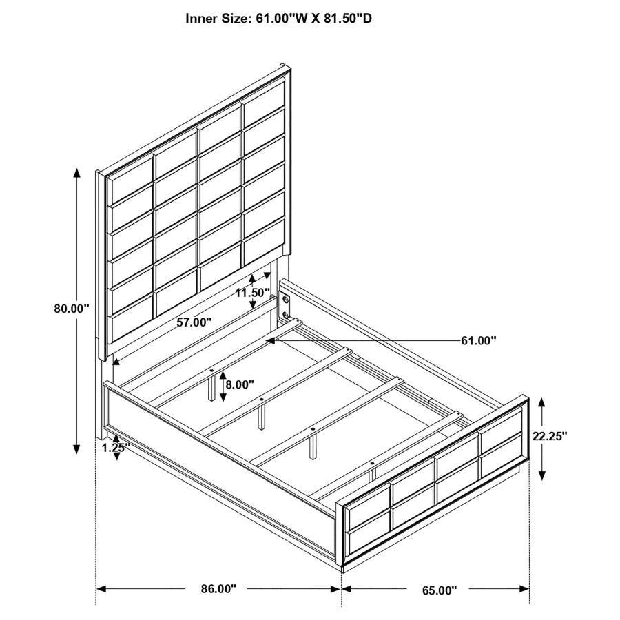 Coaster Elevations Durango Upholstered Bed Smoked Peppercorn And Grey