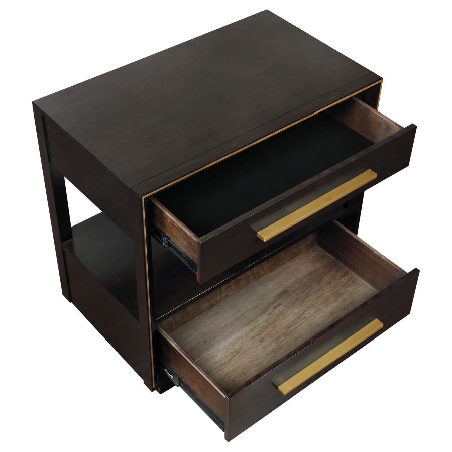 CoasterElevations Durango 2-Drawer Nightstand Smoked Peppercorn