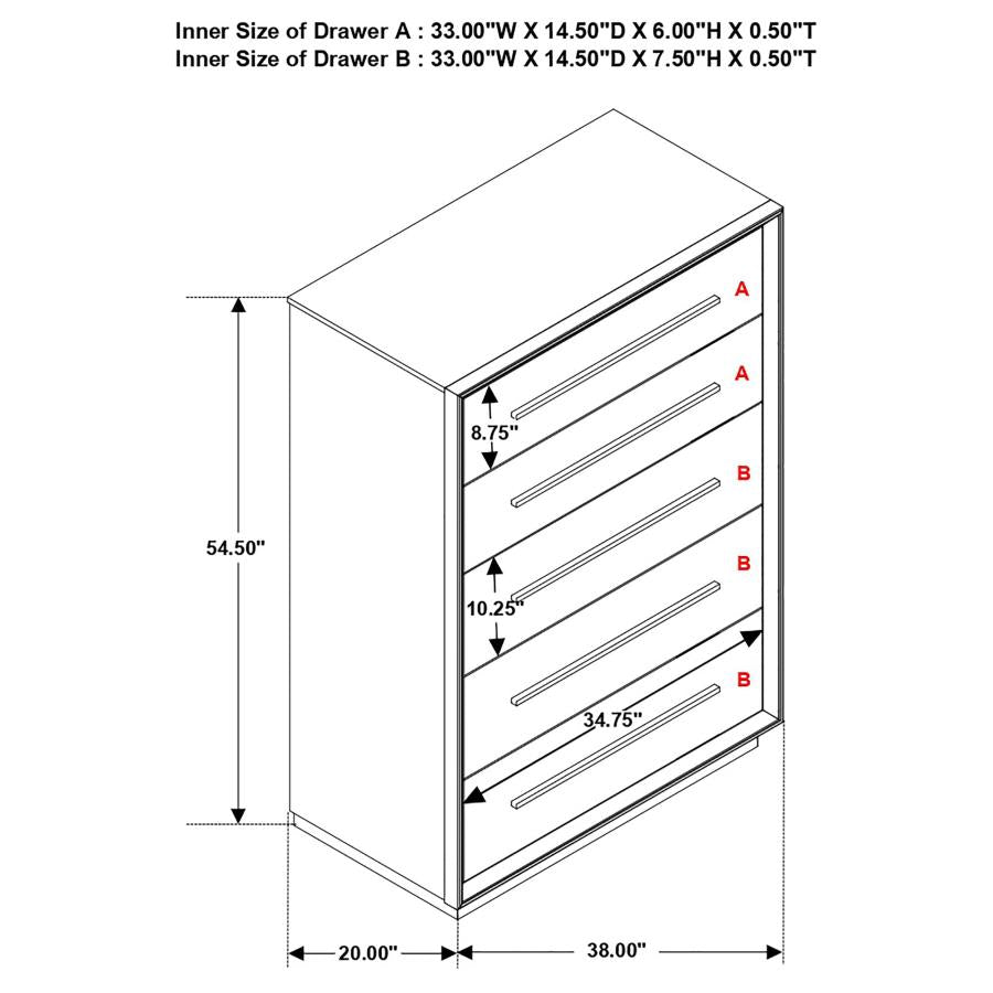 CoasterElevations Durango 5-Drawer Chest Smoked Peppercorn